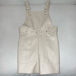 Cream Leather Belted Romper